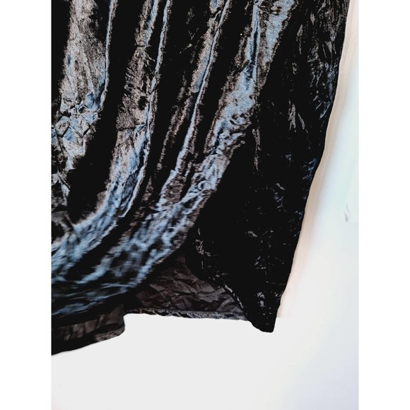 NWOT Blck Crushed Velvet Mini Dress, tulip hem spandex Medium Goth Grunge - Picture 3 of 10